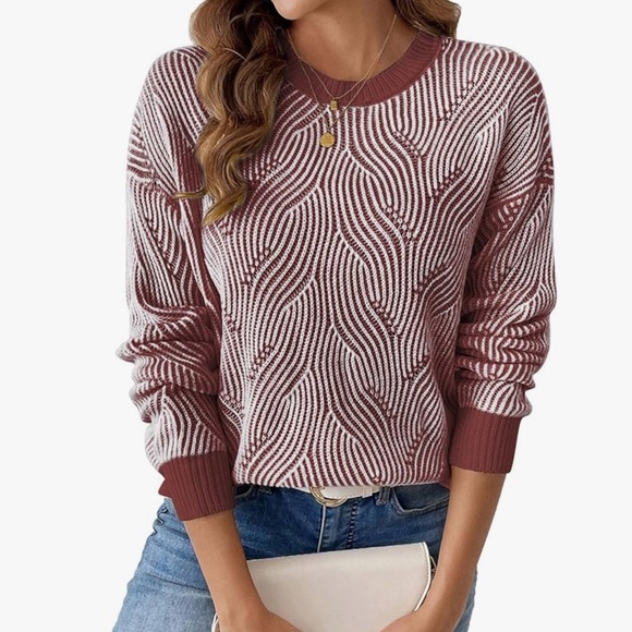 NWT SHEWIN Crewneck Long Sleeve Striped Sweater Size Large - Picture 1 of 7